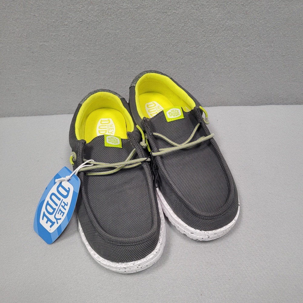 Hey Dude Wally Y Sport Grid Smoke Grey Kids Shoes J5 43289-1KR
